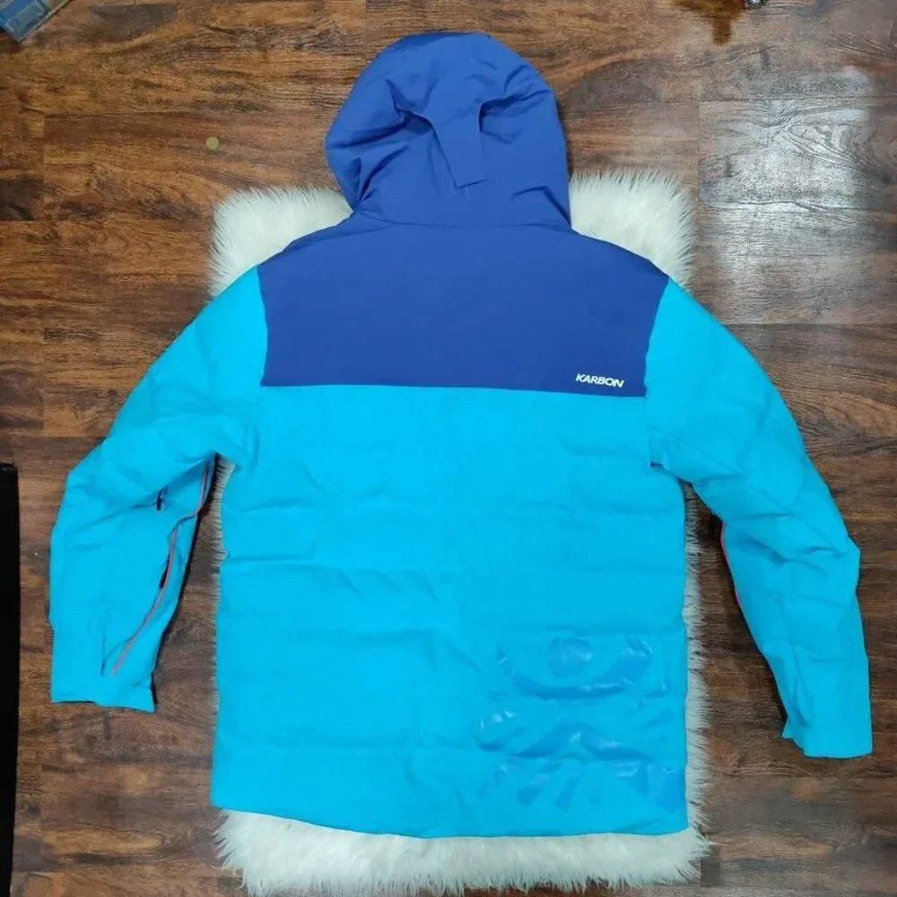 Karbon Sportswear Blue Insulated Hooded Warm Winter Ski Coat Jacket Men's XL - Picture 3 of 16
